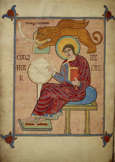 St. Markus, fra Lindisfarne-evangeliene, 710-21 (vellum) av Bishop of Lindisfarne Eadfrith