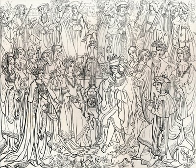 Ekteskap med kong Louis XII av Frankrike og Mary Tudor, 1500-tallet, 1849. av Bisson and Cottard