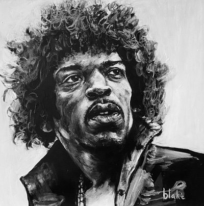 Jimi, ca. 2021 (akryl på lerret) av Blake Munch