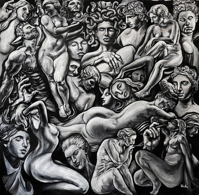 Dionysos-krønikene nummer 6, ca. 2021 (akryl på lerret) av Blake Munch