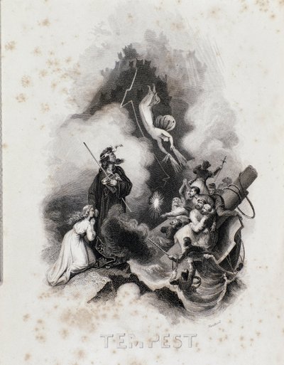 Blanchard-gravering for første akt av William Shakespeares The Tempest (gravering av Blanchard Blanchard