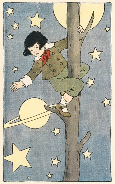 Gutt som klatrer i et tre blant stjernene og planetene av Blanche Fisher Wright