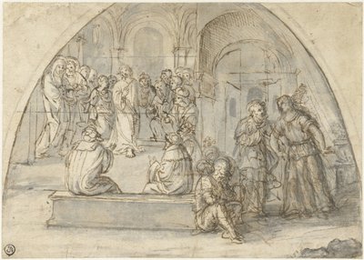 Tolv år med Kristus i templet og Peters befrielse av Boccaccio Boccaccino (attributed to)