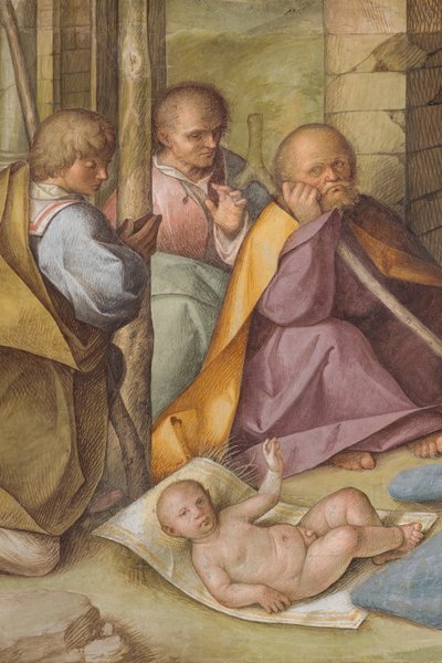 Central Nave, Fourth North Span, Adoration of the Shepherds, Boccaccio Boccaccino 1516-17, Detalj av Boccaccio Boccaccino