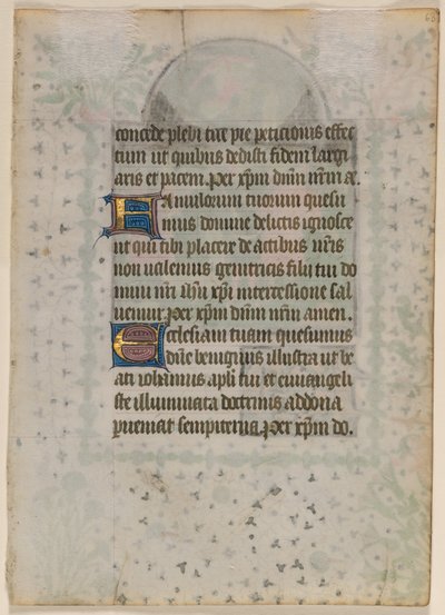 Blad fra en timebok: Tekst (verso) av Boethius Illuminator