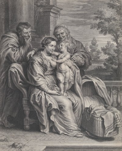 Den hellige familie med Saint Anne, ca. 1625-35. av Boetius Adams Bolswert