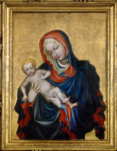 Madonna og barnet (tempera på tre) av Bohemian School