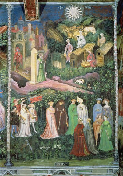Juni måned, ca. 1400 (fresco) av Bohemian School
