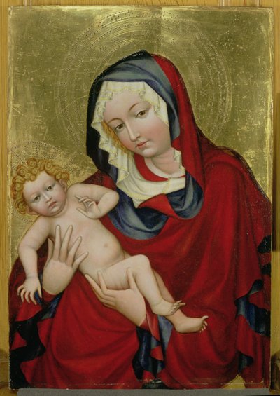 Jomfru og barn, ca. 1400 (tempera og bladgull på panel) av Bohemian School