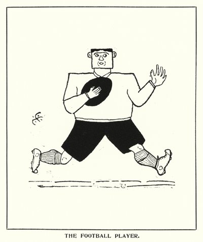 Oxford Quips: The Football Player (litho) av Bohun Lynch