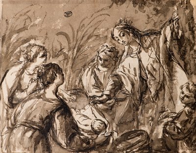 Faraos datter oppdager spedbarnet Moses, funnet av Moses av Bolognese School
