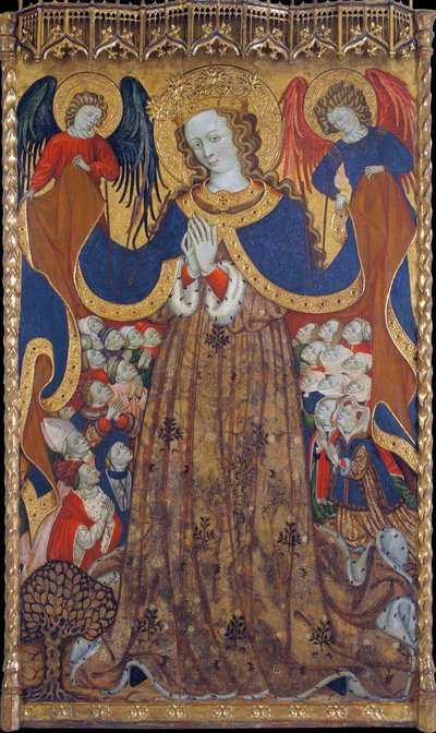 La Vierge de Misericorde - Peinture de Bonanat Zaortiga (actif 15eme siecle), tempera på tre (223x126,8 cm), rundt 1430 - Virgin of Mercy, Tempera på panel av Bonanat Zaortiga, ca 1430 - Museu Nacional d