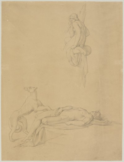 Aktstudier i Ovids "Narcissus and Echo" av Bonaventura Genelli