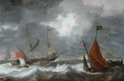 Havstorm med seilskip av Bonaventura I Peeters