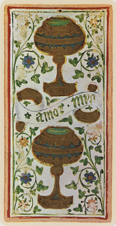 The Two of Cups, faksimile av et tarotkort fra 