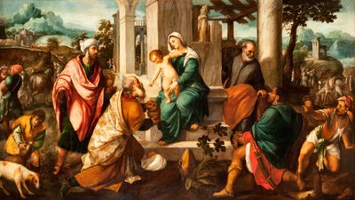 Tilbedelse av magiene av Bonifazio Veronese