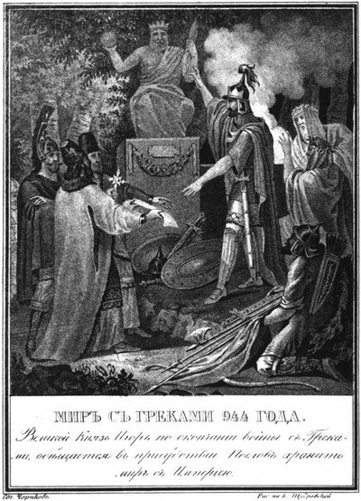 Prins Igor slutter fred med Byzantium. 944 Fra Illustrert Karamzin, 1836 av Boris Artemyevich Chorikov