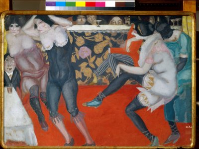 At the cabaret - Maleri av Boris Dmitryevich Grigoriev (1886-1939) olje på lerret (61x80 cm) av Boris Dmitrievich Grigoriev