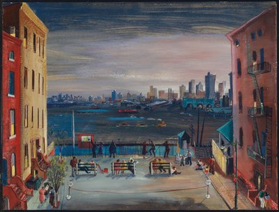 Brooklyn Heights, ca. 1935 (w/c & gouache på papir) av Boris Dmitrievich Grigoriev