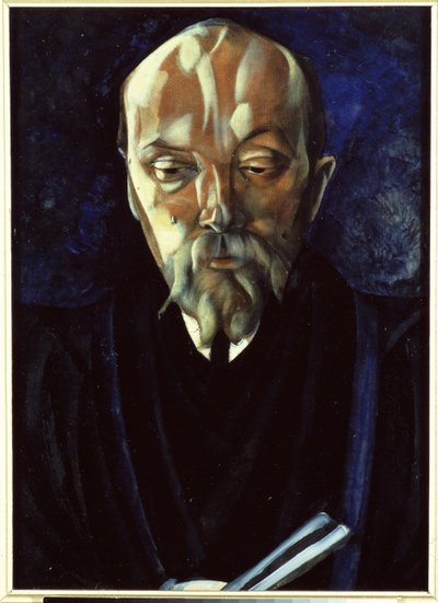 Portrett av kunstneren Nicholas (Nicolas) Roerich (1874-1947) (Portrett av kunstneren N.Roerich). Verk av Boris Dmitryevich Grigoriev (1886-1939), tempera på papp av Boris Dmitrievich Grigoriev