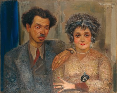 Portrett av kunstneren Nikiolai Remizov 1887-1975 med sin kone, mellom 1926 og 1933 av Boris Dmitrievich Grigoriev