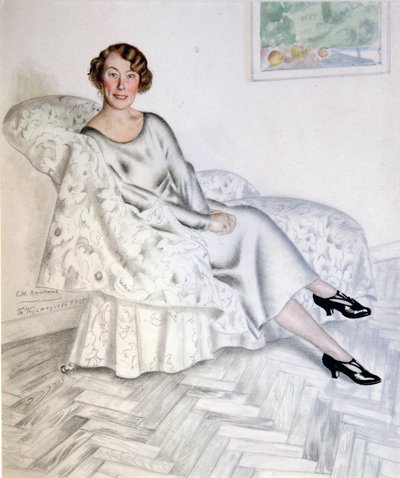 Dame i interiøret', 1925. av Boris Mikhailovich Kustodiev