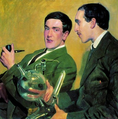 Fysikerne Pyotr Kapitsa 1894-1984 og Nikolay Semyonov 1896-1986, 1921. av Boris Mikhailovich Kustodiev