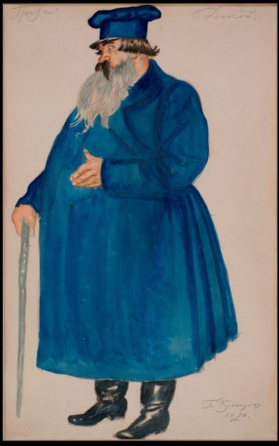 Kjøpmann Dikoy. Kostymedesign for stykket Stormen av A. Ostrovsky, 1920. av Boris Mikhailovich Kustodiev