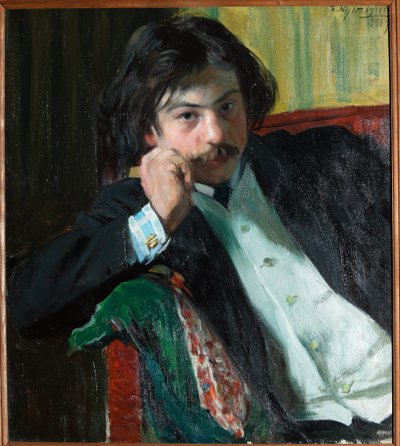 Portrett av poeten Janko Lavrin (1887-1986). Peinture de Boris Michailovich Kustodiev (Kustodiev) (1878–1927), huile sir toile av Boris Mikhailovich Kustodiev