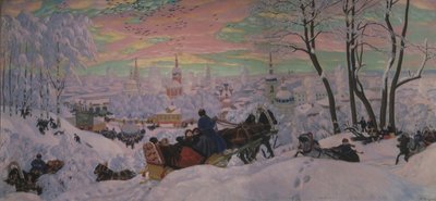 fastelavn, 1916 av Boris Mikhailovich Kustodiev