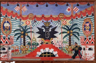 Scenografi for teaterstykket Loppen av E. Zamyatin, 1925-1926 av Boris Mikhailovich Kustodiev