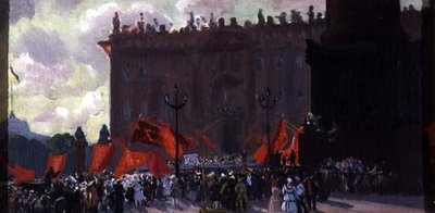 Studie for feiringen av åpningen av den andre kongressen til Komintern på Uritsky-plassen i Petrograd 19. juli 1920, 1921 (se 91240) av Boris Mikhailovich Kustodiev