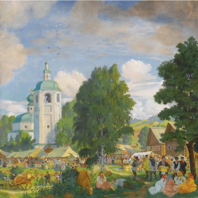 Landsbymessen, 1920 av Boris Mikhailovich Kustodiev