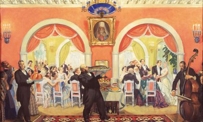 Bryllupsfesten, 1917 av Boris Mikhailovich Kustodiev
