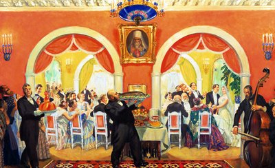 Bryllupsfest av Boris Mikhailovich Kustodiev