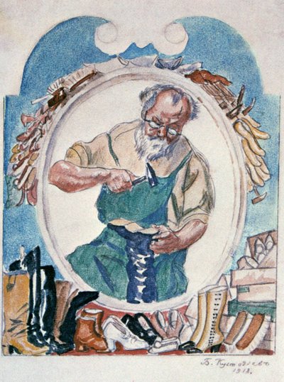 Skomakeren, 1918. av Boris Mikhailovich Kustodiev