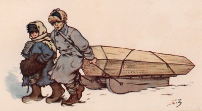 En begravelse i Sovjet-Russland (farge litho) av Boris Vasilievich Zvorykin