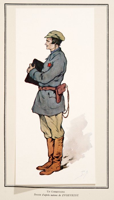 Kommissær fra History of the Soviets, pub. 1922 (farge litho) av Boris Vasilievich Zvorykin
