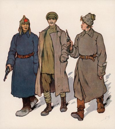 Fange blir ført til en sovjetisk revolusjonær domstol (farge litho) av Boris Vasilievich Zvorykin