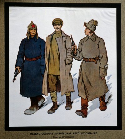 Russland etter revolusjonen i 1917: "En detenu brakt til revolusjonsdomstolen". Tegning av Boris Zvorykin (1872-1935). Institutt for sosialhistorie, Montreuil av Boris Vasilievich Zvorykin
