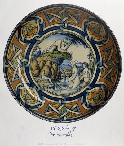 Actéon overraskende Artemis (diane) au bain - i "" Samling av italienske fajanser fra det XV, XVI og XVIII århundre"", designet av C. Delange og C. Borneman, red. Delange, Paris av Bornemann Bornemann