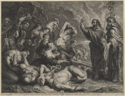 Moses og den skamløse slangen av Boëtius Adams Bolswert, after Sir Peter Paul Rubens