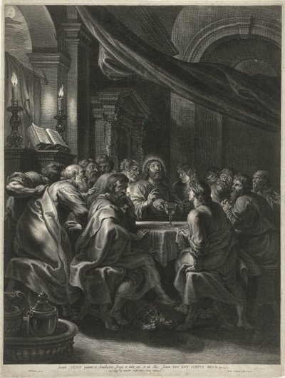 Kristus og apostlene ved det siste måltid av Boëtius Adamsz. Bolswert