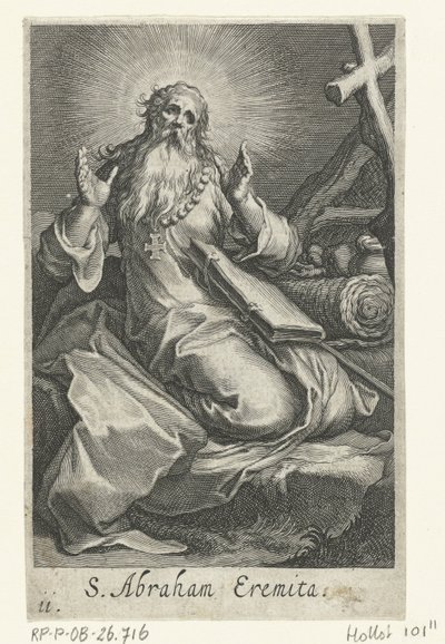 Den hellige Abraham av Edessa som eremitt S. Abraham Eremita (tittel på objekt) Eremitter (serietittel) Sacra eremvs ascetarvm (serietittel) av Boëtius Adamsz. Bolswert