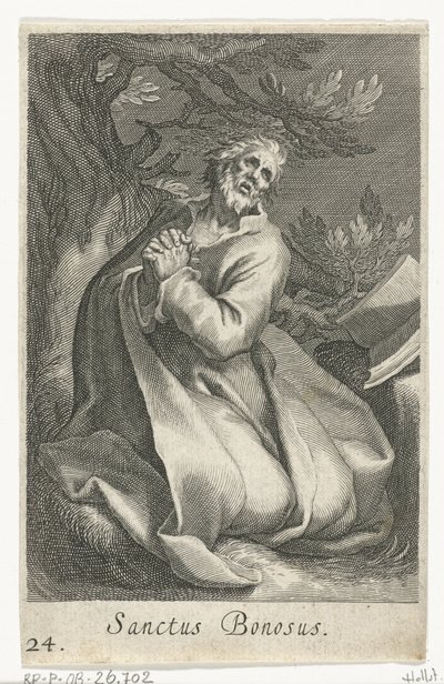 Saint Bonosus som eremitt Sanctus Bonosus (tittel på objekt) Eremitter (serietittel) Sacra eremvs ascetarvm (serietittel) av Boëtius Adamsz. Bolswert