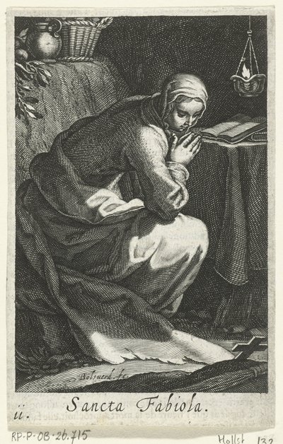 Saint Fabiola av Roma som eremittinne Sancta Fabiola (tittel på objekt) Eremittinner (serietittel) Sacra Eremus Ascetriarum (serietittel) av Boëtius Adamsz. Bolswert