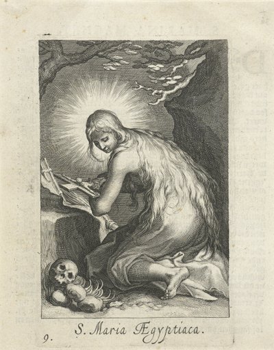 Saint Mary of Egypt som eremittinne S. Maria Aegyptiaca (tittel på objekt) Eremittinner (serietittel) Sacra Eremus Ascetriarum (serietittel) av Boëtius Adamsz. Bolswert