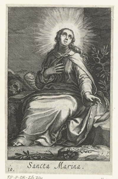 Saint Marina of Alexandria som eremittinne Sancta Marina (tittel på objekt) Eremittinner (serietittel) Sacra Eremus Ascetriarum (serietittel) av Boëtius Adamsz. Bolswert