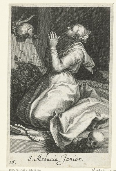 Den hellige Melania den yngre som eremitt S. Melania Junior (tittel på objekt) Eremitter (serietittel) Sacra Eremus Ascetriarum (serietittel) av Boëtius Adamsz. Bolswert