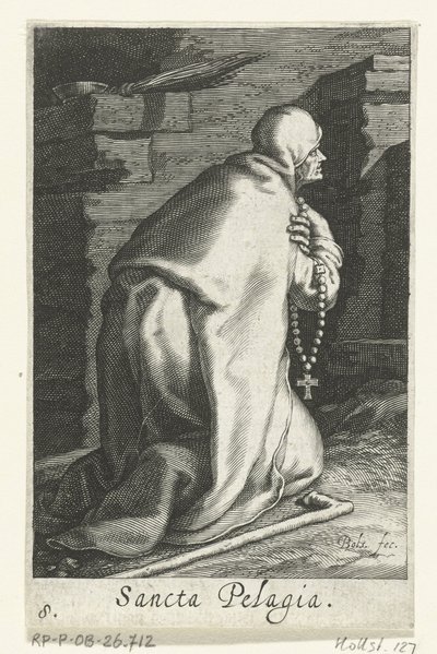 Saint Pelagia av Antiokia som eremittinne Sancta Pelagia (tittel på objekt) Eremittinner (serietittel) Sacra Eremus Ascetriarum (serietittel) av Boëtius Adamsz. Bolswert